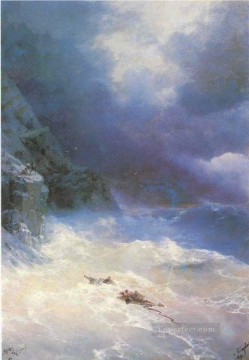  Aivazovsky Pintura al %c3%b3leo - En la tormenta 1899 Romántico Ivan Aivazovsky ruso